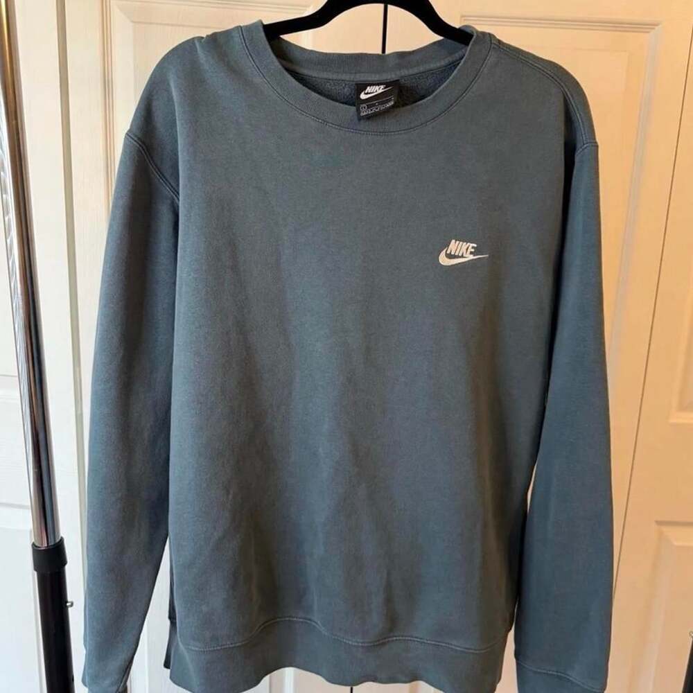 Nike Swoosh Logo Crewneck Sweatshirt Gray Size Large